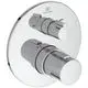 Thermostat zur Badewannenmontage von Ideal Standard, bestehend aus zwei Reglern für Wassermenge und Temperatur, mit runder Chrom-Frontplatte.